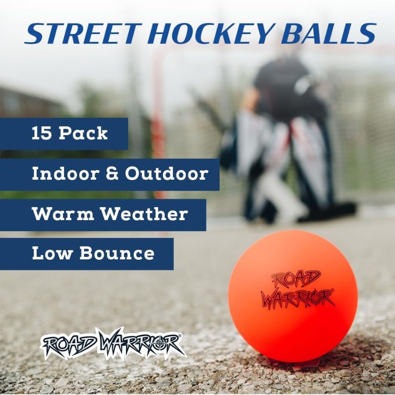 Road Warrior 15 Pack Bucket of Street Hockey Balls - Orange