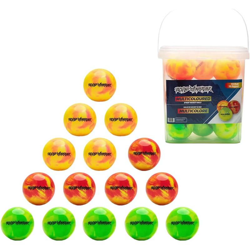 Road Warrior 15 Pack Bucket of Street Hockey Balls - Extreme